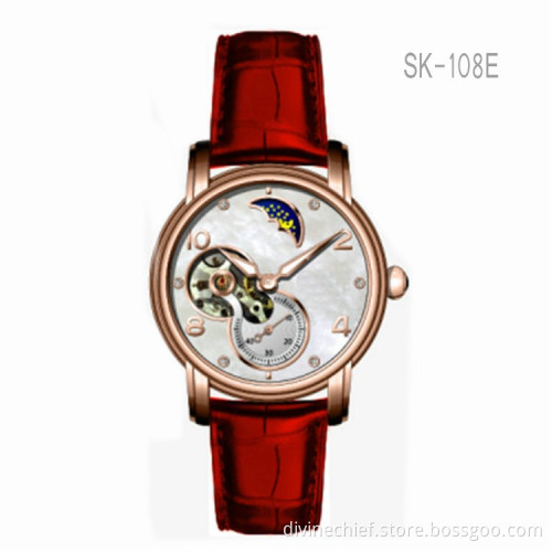 2016 China Manufacture Novelty Genuine Leather Watch Straps Sun & Moon Phase Watches